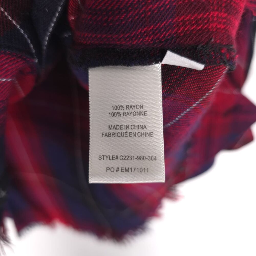ANTHROPOLOGIE CLOTH & STONE Top Shirt MEDIUM Frayed Hem Red Blue C2231-980-304 - Picture 8 of 9